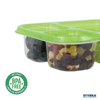 Foto 5 | Foto 5 | Set 10 Topper De Plástico Rectangular Para Lunch 3 Divisiones Styrka 20 Piezas Con Tapa