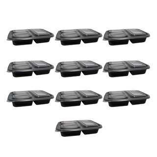 Foto 1 | Foto 1 | Set 10 Contenedores Para Alimentos De Plástico Rectangular 3 Divisiones 20 Piezas Con Tapa Color Negro