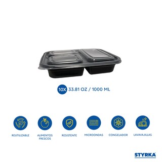 Foto 3 | Foto 3 | Set 10 Contenedores Para Alimentos De Plástico Rectangular 3 Divisiones 20 Piezas Con Tapa Color Negro