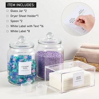 Foto 2 | Foto 2 | Set De Organización Para Lavandería, Tarros De Vidrio Y Soporte Acrílico - Venta Internacional.