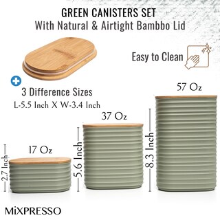 Foto 2 | Foto 2 | Juego De Recipientes De Cocina Mixpresso De Plástico Verde Oliva, 3 Unidades - Venta Internacional.