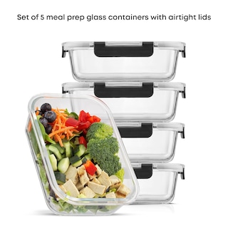 Foto 3 | Foto 3 | Recipientes De Vidrio Para Almacenar Alimentos Joyjolt, Paquete De 5, 1 L, Herméticos - Venta Internacional.