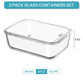 Foto 2 | Foto 2 | Recipientes De Vidrio Vtopmart, Paquete De 2, 1860 Ml Con Tapas, Color Gris - Venta Internacional.