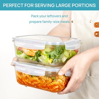 Foto 3 | Foto 3 | Recipientes De Vidrio Vtopmart, Paquete De 2, 1860 Ml Con Tapas, Color Gris - Venta Internacional.
