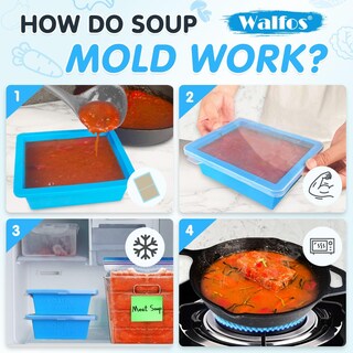 Foto 4 | Foto 4 | Bandeja de Congelación Walfos Silicone Azul 500 ml con Tapa 4 Unidades - Venta Internacional