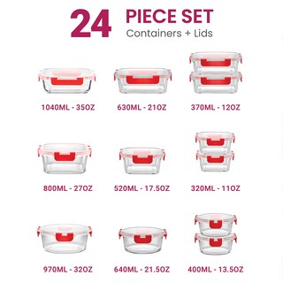 Foto 2 | Foto 2 | Recipientes De Vidrio Finedine De 24 Piezas Con Tapas De 720 Ml - Venta Internacional.