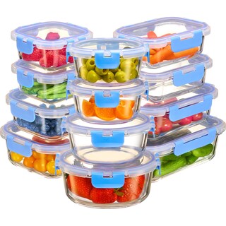 Foto 1 | Foto 1 | Recipientes De Vidrio Finedine De 24 Piezas Con Tapas Azules - Venta Internacional.
