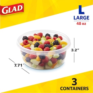 Foto 6 | Foto 6 | Recipientes De Almacenamiento De Alimentos Glad, Paquete De 6, 3 Unidades, 48 Oz, Herméticos - Venta Internacional.