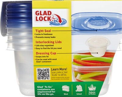 Foto 3 | Foto 3 | Recipientes De Almacenamiento De Alimentos Glad To Go, Tamaño Mediano, 700 Ml, Paquete De 6 - Venta Internacional.