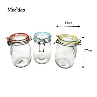 Foto 4 | Foto 4 | Set 4 Frascos Especieros De Vidrio Templado 1lt  Cerrado Hermético Con Clip