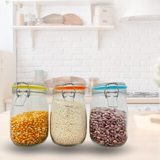 Foto 7 | Foto 7 | Set 4 Frascos Especieros De Vidrio Templado 1lt  Cerrado Hermético Con Clip