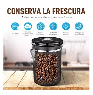 Foto 3 | Foto 3 | Lata De Café Sellada Recipiente Grande Lata Hermética De Acero Inoxidable, Belug Negro