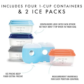 Foto 2 | Foto 2 | Recipientes De Plástico Fit & Fresh De 240 Ml Con Tapas, Paquete De 4 Unidades Con Bolsas De Hielo - Venta Internacional.