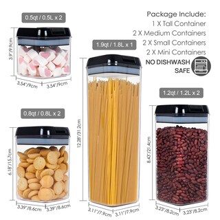 Foto 2 | Foto 2 | Recipientes De Almacenamiento De Alimentos Vtopmart, 7 Piezas, Sin Bpa, Negros - Venta Internacional.
