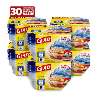 Foto 1 | Foto 1 | Recipientes Glad Standard Para Almacenamiento De Alimentos, 5 Unidades, 30 Unidades - Venta Internacional.