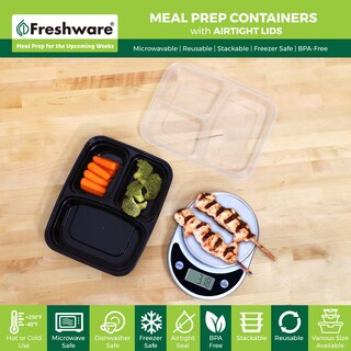Foto 2 | Foto 2 | Recipientes Para Preparación De Comidas Freshware 150 Paquete De 3 Compartimentos 700 Ml - Venta Internacional.