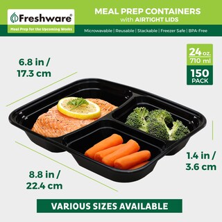 Foto 4 | Foto 4 | Recipientes Para Preparación De Comidas Freshware 150 Paquete De 3 Compartimentos 700 Ml - Venta Internacional.