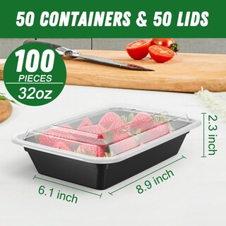 Foto 2 | Foto 2 | Recipientes Dealusy Para Preparación De Comidas 32 Oz (paquete De 50) Con Tapas 100 Unidades - Venta Internacional.