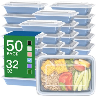 Foto 1 | Foto 1 | Recipientes Dealusy Para Preparación De Comidas 32 Oz (950 Ml) Reutilizables 50 Unidades Color Azul - Venta Internacional.