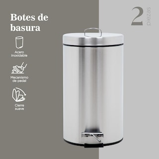 Foto 3 | Foto 3 | Botes De Basura 12l Metalico Acero Inox C/pedal Cocina 2pzas