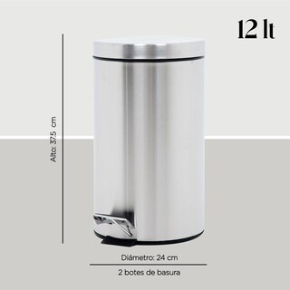 Foto 4 | Foto 4 | Botes De Basura 12l Metalico Acero Inox C/pedal Cocina 2pzas