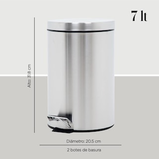 Foto 4 | Foto 4 | Botes De Basura 7l C/pedal Acero Inox Metalico Cocina 2pzas