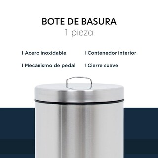 Foto 3 | Foto 3 | Botes De Basura 20l Metalico Acero Inox C/pedal Cocina 2pzas