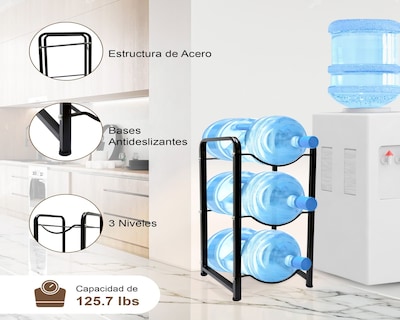 Foto 4 | Foto 4 | Estantería Para Garrafones Mu:4life Mu-ptg-2-n Negro Con Estructura De Acero Resistente Y Desmontable Para 3 Botellas
