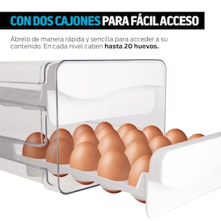 Foto 5 | Foto 5 | Organizador De 40 Huevos Con 2 Cajones Para El Refrigerador Y Cocina , Redlemon, 83620, Transparente