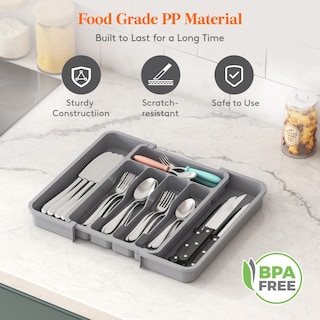Foto 6 | Foto 6 | Organizador De Cajones Para Cubiertos Lifewit, Expandible, Sin Bpa, Gris - Venta Internacional.