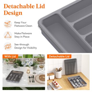 Foto 2 | Foto 2 | Organizador Para Cubiertos Lifewit Con 5 Compartimentos, Color Gris - Venta Internacional.