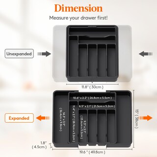 Foto 3 | Foto 3 | Organizador De Cajones Para Cubiertos Lifewit, Expandible, Negro - Venta Internacional.