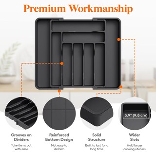 Foto 6 | Foto 6 | Organizador De Cajones Para Cubiertos Lifewit, Expandible, Negro - Venta Internacional.