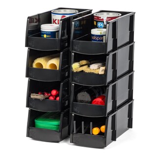 Foto 1 | Foto 1 | Contenedor Iris Usa, Estanterías De Plástico, Apilables, Color Negro, Paquete De 8 - Venta Internacional.