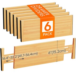 Foto 1 | Foto 1 | Separadores De Cajones Lifewit Bamboo 6 De Altura 41 7 A 56 4 Cm Paquete De 6 - Venta Internacional.