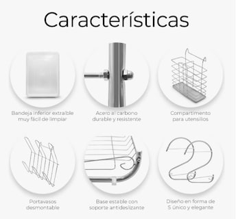 Foto 3 | Foto 3 | Escurridor De Cubiertos De Cocina Trastes Cromado Moderno