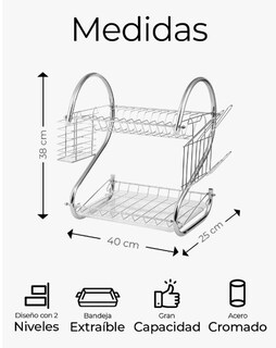 Foto 5 | Foto 5 | Escurridor De Cubiertos De Cocina Trastes Cromado Moderno