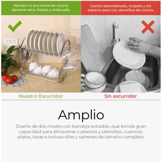 Foto 6 | Foto 6 | Escurridor De Cubiertos De Cocina Trastes Cromado Moderno