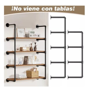Foto 2 | Foto 2 | Estantería Flotantes De Montaje 7 Niveles Para Pared De Hierro Negro