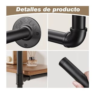 Foto 3 | Foto 3 | Estantería Flotantes De Montaje 7 Niveles Para Pared De Hierro Negro