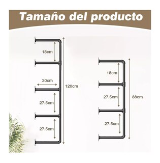 Foto 4 | Foto 4 | Estantería Flotantes De Montaje 7 Niveles Para Pared De Hierro Negro