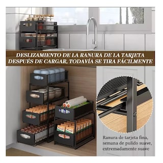 Foto 2 | Foto 2 | Estante Metálica Ajustable Almacenamiento 4 Niveles de Cocina Negro
