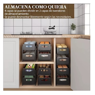 Foto 4 | Foto 4 | Estante Metálica Ajustable Almacenamiento 4 Niveles de Cocina Negro