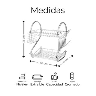 Foto 2 | Foto 2 | Escurridor de Cubiertos de Cocina Trastes Cromado Eo Safe Imports Esi-18119 Plateado