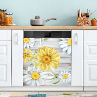 Foto 2 | Foto 2 | Funda Magnética Para Lavavajillas Naanle Wooden Daisy Sunflower - Venta Internacional.