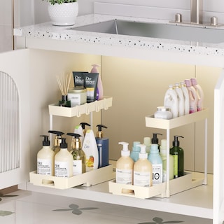 Foto 2 | Foto 2 | Organizador Para Debajo Del Fregadero Delamu En Forma De L, Color Beige, Paquete De 2 Con Cajón - Venta Internacional.