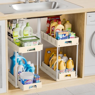 Foto 4 | Foto 4 | Organizadores Para Debajo Del Lavabo Delamu, Paquete De 2 Unidades, Extraíbles, 2 Niveles, Color Beige - Venta Internacional.