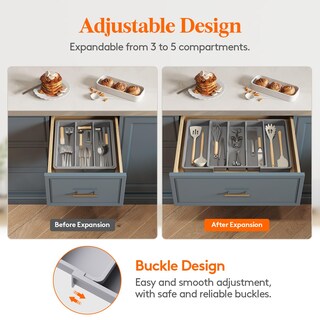 Foto 4 | Foto 4 | Organizador De Utensilios Lifewit Para Cajones De Cocina, Paquete De 2, Gris - Venta Internacional.