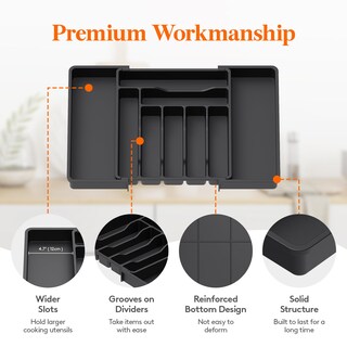 Foto 6 | Foto 6 | Organizador De Cajones Para Cubiertos Lifewit, Expandible, Negro - Venta Internacional.