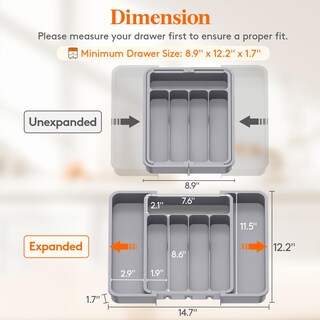 Foto 2 | Foto 2 | Organizador De Cajones Para Cubiertos Lifewit, Expandible, Sin Bpa, Gris - Venta Internacional.